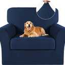 Turquoize 2 Piece Chair Covers Chair Slipcovers for Living Room Armchair Sofa Covers Chair Couch Cover with Arms Washable Furniture Protector for Chairs Feature Thick Jacquard Fabric (Chair, Navy) 37"D x 46"W x 41"H