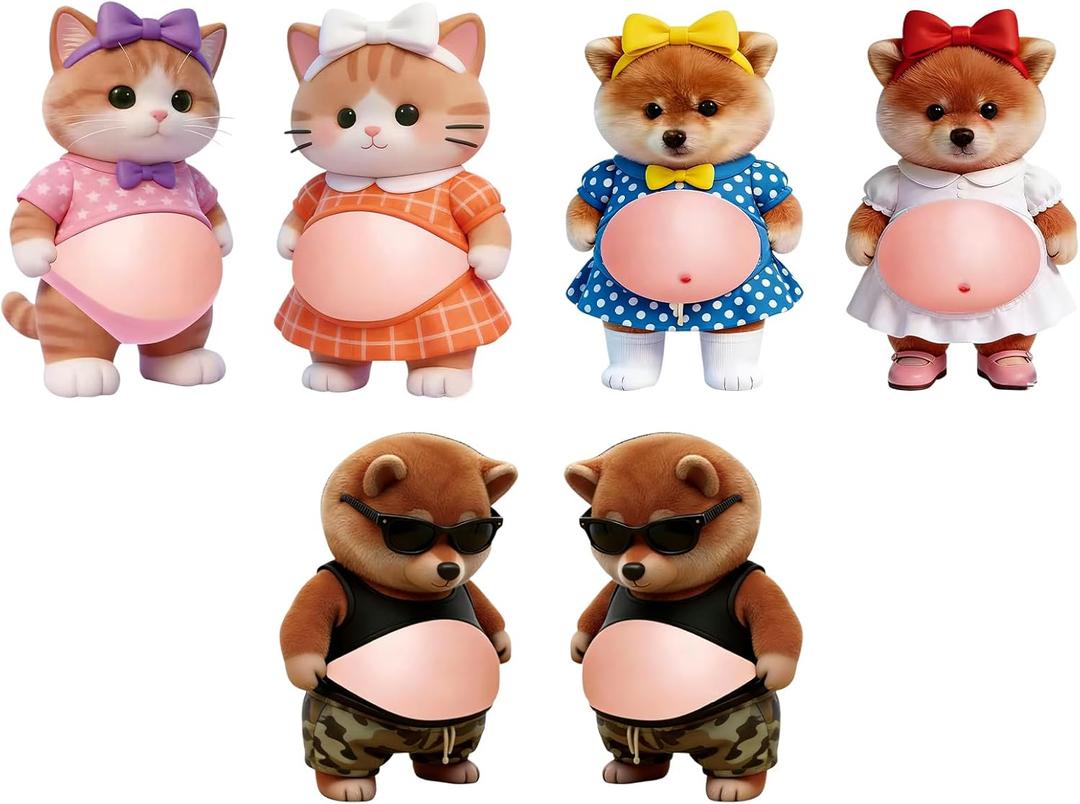 Sweet & Cool Pet Belly Door Bumper Sticker - 6 Pieces Set, Decorative Wall Shield with 3D Squeeze Stomach Design for Door Knob Protection