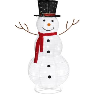 VINGLI Snowman Outdoor Christmas Decorations with 90 LED Lights, Lighted Snowman with Top Hat Holiday Ornaments Yard Decor for Home, Lawn and Front Yard-4 FT