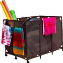 Modern Blue Pool Storage Bin - XX-Large | Nylon Mesh Basket Organizer For Your Goggles, Beach Balls, Floats, Swim Toys & Accessories | Air Dry Quickly & Easily Roll To Your Home Garage or Shed, Brown