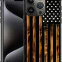 DJSOK Case for iPhone 16 Pro Max,Luxury Pattern Design Shockproof Rugged Cover,Cases for Man Woman-Classic Wood Grain Old Flag