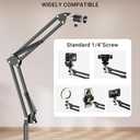 Floor Overhead Phone Mount, Phone Tripod Stand for Video Recording, Arm Holder Compatible with iPhone Camera with 1/4Screw for Filming, Food Photograhy, Live Content Creation