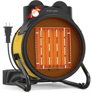 Buyplus Outdoor Heaters for Patio, 1500W Electric Garage Heater with 90 ° Adjustable Angle, Overheat Protection & 2S Fast Heating, Greenhouse Heater for Patio, Garage, Greenhouse, Indoor Outdoor, Yellow