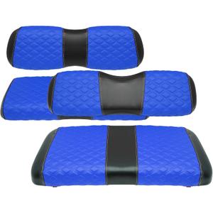 Golf Cart Front and Rear Seat Covers Waterproof and Sun Resistant Marine Grade Vinyl Leather Seat Cover Accessories for Club Car DS 2000.5-up,Blue(4PCS) (For Club Car DS 2000.5+ Front and Rear Seat)