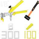 Storystore Tile Leveling System with Tile Pliers and Hammer - 300 Piece Tile Spacers Clips and 100 Piece Reusable Wedges, 1/8 Inch Tile Installation Tools Kit