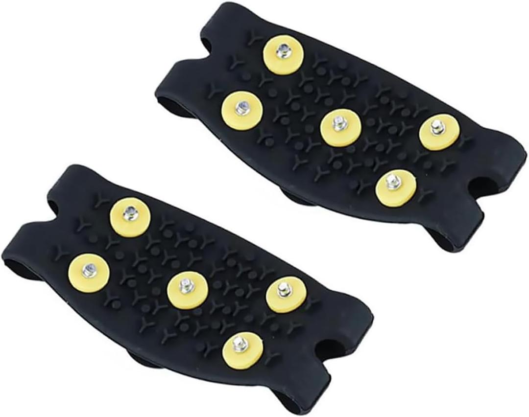 Kids Silicone ICE CRAMPONS  Anti-Slip 5 Spikes for Footwear, Traction Grips for Walking, Hiking, Snow, and ICE Adventures