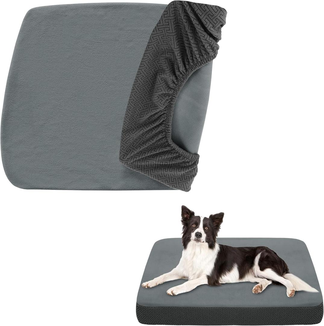 Dog Bed Washable Waterproof Cover Replacement for Dog Cat, Soft Cover Only (Grey, 41x29x6 Inches)