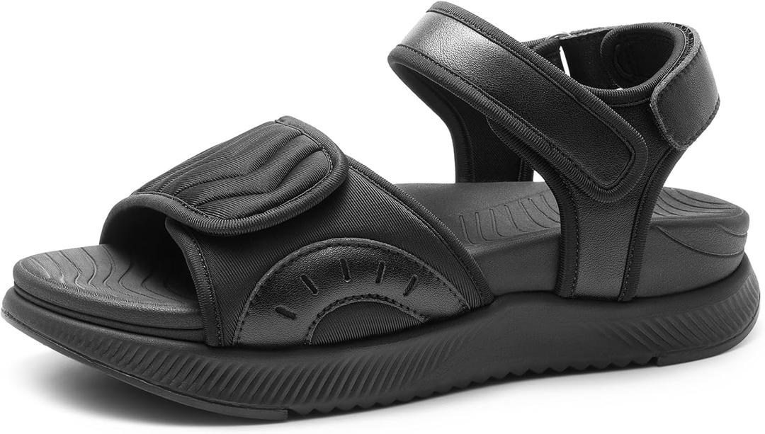 DREAM PAIRS Walking Sandals Women Arch Support Platform Sandals Comfortable Open Toe Hiking Summer Shoes Lightweight Outdoor Athletic Sport Water Sandals (9, Black)