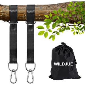 Tree Swing Hanging Straps Kit Holds 2200 lbs,5ft Extra Long Straps Strap with Safer Lock Snap Carabiner Hooks Perfect for Tree Swing & Hammocks, Carry Pouch Easy Fast Installation (5 ft)
