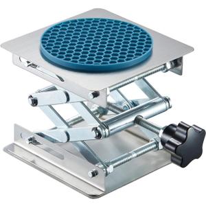 Non-Slip 4 x 4 Inch Lab Scissor Jack Stand Laboratory Mini Scissor Jack Lift Stand Stainless Steel Platform,Adjustable Height 50-160mm, Support Weight 5kg