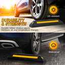 Heavy Duty Rubber Curb Car Stop | 2-Pack Curb Garage Vehicle Floor Stopper for Parking Safety with Reflective Yellow Stripes, Rubber Parking Curb Guide for Cars, Trucks, RVs, and Trailers