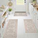 GRANNY SAYS Boho Kitchen Rug Sets of 3, Non Slip Washable Faux Wool Kitchen Mats for Floor, Thick Soft Anti-Fatigue Comfort Standing Mat Runner Rugs for Hallway Laundry Room, Boho Red 1'8" x 4'11" (20" x 59" + 20" x 48" + 20" x 32")