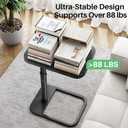 Kitstorack TV Tray Table, Adjustable Height & Rounded Metal Corners, Snack Table for Couch, Sofa, Bed, Chair, Living Room, C Shaped End Side Table for Eating, Dinner or Laptop, Small Spaces, Black