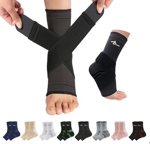 ABIRAM Ankle Brace for Women & Men, Ankle Compression Sleeve, Foot Sleeve with Wrap, Ankle Support, Foot Brace for Sprained Foot & Arch, Plantar Fasciitis Relief Socks, Achilles Tendonitis L