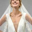 Lace Veil Wedding Veil with Metal Comb, Soft Tulle Bridal Veil, Veils for Women Wedding (Beige)