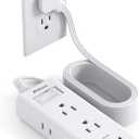 Flat Plug Extension Cord, 15ft Ultra Thin Flat Power Strip - 6 Outlets 3 USB Ports (2 USB C) 3 Side Outlet Extender, Power Strip with No Surge Protection for Cruise, Travel, Dorm Essentials