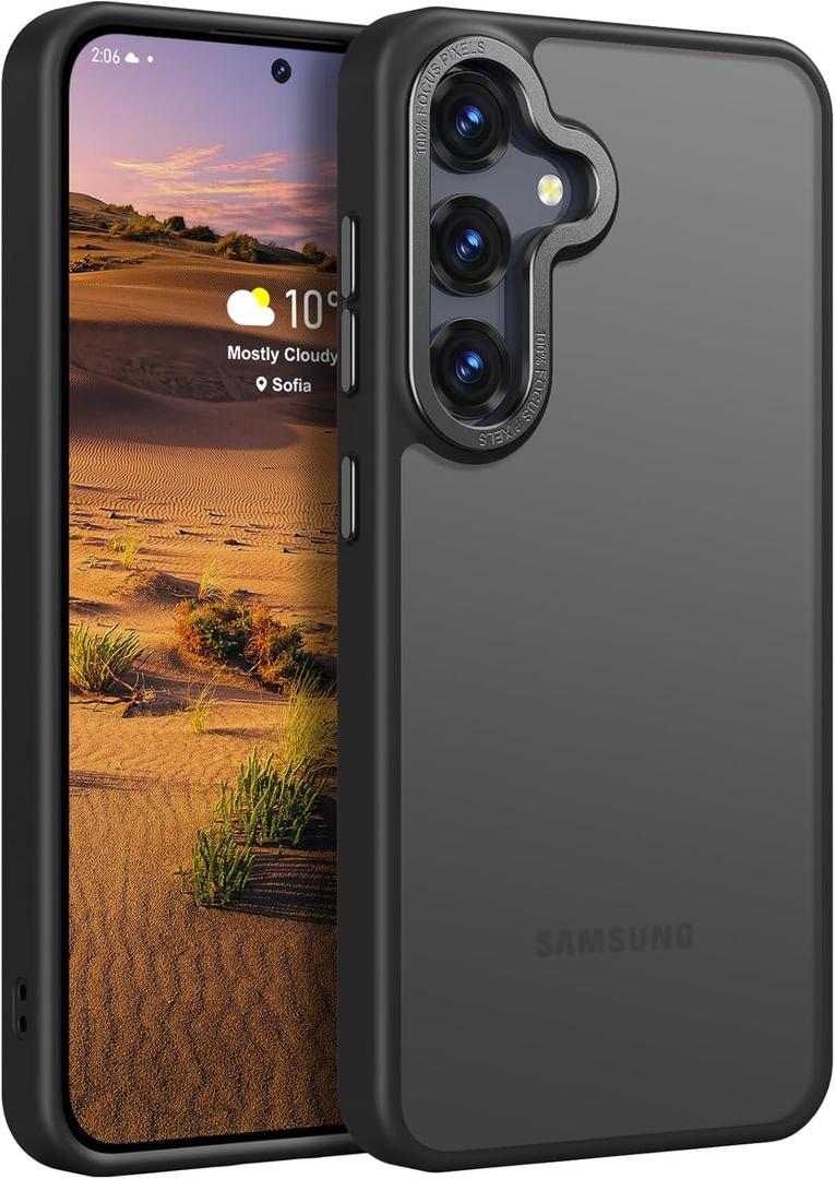 Rayboen for Samsung Galaxy S25 Plus Case, Skin Feel Translucent Frosted Anti-Scratch Protective Phone Cover for Samsung S25+ Plus with Bumper Hard PC Back Soft Silicone Edge, Matte Black