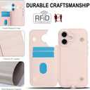 Crossbody Wallet Case for iPhone 16 with Strap,RFID Blocking Leather Flip Case for Women with Card Holder,Magnetic Purse Shockproof Cover with Kickstand,Lanyard,Pale Pink