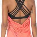 icyzone Women's Open Back Workout Athletic Yoga Tank Tops with Built in Bra (Small, Fusion Coral)