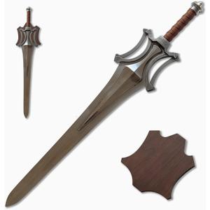 He Man's Sword of Power - All Metal Decorative Sword with Display Plaque, Leather Wrapped Handle, Stainless Steel Blade and Alloy Accessories