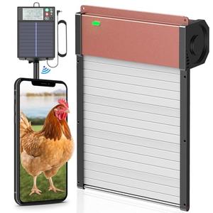 Large Automatic-Chicken-Coop-Door-Solar - Powered, LCD Display with Smart Timer, Light Sensor & Anti-Pinch Safety, Remote Control 4 Modes