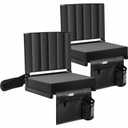 VIVOHOME 2 Pack Stadium Seats with Back Support and Cushion, Portable Bleacher Chair with Cup Holder and Shoulder Strap Black