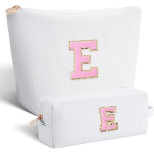 Teen Girl Travel Essentials - Birthday Gifts for Girls Teens Kids Daughter Sister Her,Cute Trendy Stuff Makeup Bag Set Cosmetic Bag - White,E