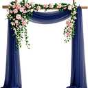 Wedding Arch Draping Fabric, 6.7 Yards Navy Blue Sheer Curtains Wedding Decorations for Ceremony, Navy Blue Chiffon Draping Fabric 29" x 20ft Backdrop