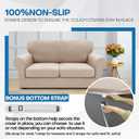 XINEAGE 2026 New 3 Pieces Couch Covers for 2 Extra Large Cushion Sofa Super Stretch Sofa Cover for 2 Large Seat Cushion Universal Loveseat Slip Cover for Living Room (Khaki), 71"-91"(2 Cushions)