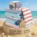 LANE LINEN Turkish Beach Towels Set of 6  Pre-Washed, Sand-Free, Quick Dry, Lightweight Travel Towels for Women, Soft Bath Beach Towels, 39"x71"  Coastal Bliss