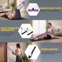 Upgrade Foot Pedal Resistance Bands with Handles, 4 Tube Adjustable Resistance Bands for Abdomen, Waist, Arm, Core/ABS, Leg Workout - Stirrup Puller for Men Women for Full Body Workout, Purple