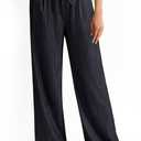 NIMIN Women's Pull On Wide Leg Pants - Drawstring Trousers for Work & Business Casual Comfort (Black, S)