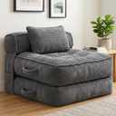 Folding Sofa Bed, Convertible Sleeper Chair with Pillow Foldable Mattress with Back Support, Portable Fold Out Chair Bed Comfy Floor Couch Lounge for Living Room Bedroom Apartment Single