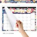 4 x 2026 Desk Calendar - JAN 2026 - DEC 2026, 2026 Calendar, 12 Monthly Calendar, 17" x 12", Desk/Wall Calendar 2026 with Desk Pad, Ruled Blocks, To-do List & Notes, Tear Off, Twin-Wire Binding, Large Desk Calendar for Home & Office Organizing - Floral