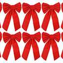 Red Velvet Christmas Bow 9-inch X 16-inch, 8 Pack of Holiday Bows