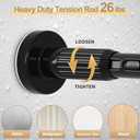 Black Tension Curtain Rod 41-126 In(4-10Ft), Long Curtain Rod No Drilling for Window or Bathroom,Outdoor Tension Rods for Patio, Heavy Duty Shower Rod,Rod Diameter 1.26In-One-bond stretching