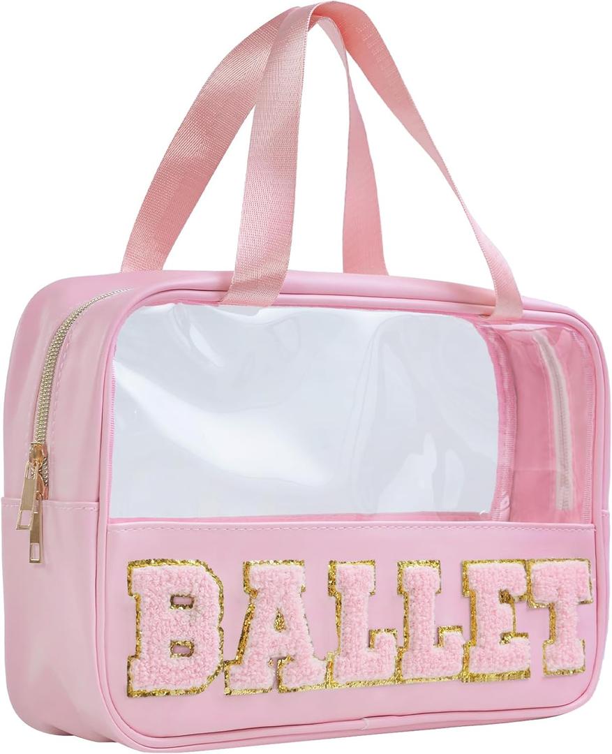 Ballet Bag Preppy Stuff Ballet Gifts Chenille Letter Bags Makeup Cosmetic Bags ballet bags for girls 4-6 Waterproof Organizer Storage Case Gifts for Team Girls Women (STB-FS-BALLET, STB-FS-BALLET)