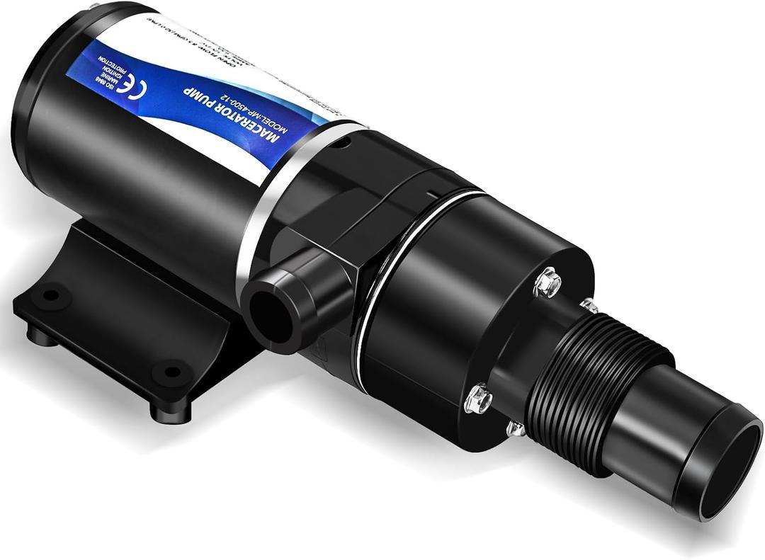 12V Macerator Pump Compatible with Jabsco 18590-2092 DC Waste Pump for RV | 12GPM DC Macerator Pump for RV Waste Self Priming Run Dry Protection and Waste Evacuation for Boat Yacht, Toilet, Kitchen