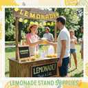 87 Pcs Lemonade Stand Supplies 30 Lemonade Drink Buckets with Lids and Straws 2 Banners 1 Wooden Blackboard with 3 Chalks Lemon Stickers Reusable Cups for Summer Lemon Birthday Party Fruit Juice Stand