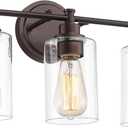 FEMILA 3-Light Vanity Light,Farmhouse Bathroom Light Fixtures,Metal Wall Sconce with Clear Glass Shade,Oil Rubbed Bronze Finish