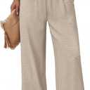 Sampeel Wide Leg Pants Woman High Waist Trousers with Pockets Casual Lounge, Size XL