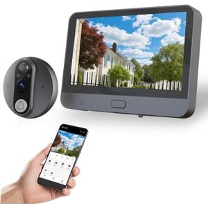 Cawhun Peephole Camera WiFi Doorbell with 4.3" LCD Smart Door Viewer  1080P | 120 View, Night Vision, Motion Alerts & 2-Way Talk | Security Door Viewer for Homes/Apts via Smart Life App