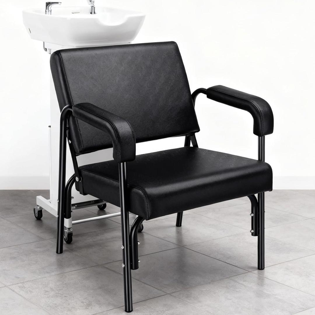 Salon Shampoo Chair Auto Reclining with Thick Cushions, Heavy Duty, 21x20x32 inches
