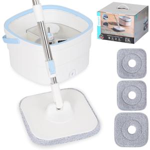 Spin Mop and Tub with Separate Dirty and Clean Water for Floor Cleaning Spinning Mop