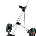 Golf Push Cart - Lightweight, Foldable 3-Wheel Golf Cart with Locking Foot Brake - FINCHLEY