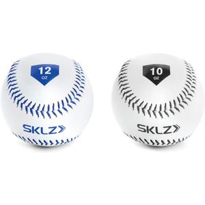 SKLZ Weighted Throwing Baseballs, 2-Pack (10 Ounce and 12 Ounce),White
