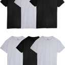 Fruit of The Loom Men's Crew Tee Undershirts, Moisture Wicking & Tag Free,(Large, Black/Grey - 6 Pack)