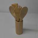Bamboo Utensils 7 PCs with Holder  Bamboo Cooking Utensils Set + Holder for Nonstick  Wooden Spoon Sets for Cooking  Easy to Clean, Sturdy, Lightweight & Heat Resistant