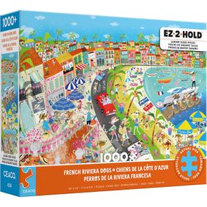 Ceaco - EZ 2 Hold - French Riviera Dogs - 1000 Piece Jigsaw Puzzle for Adults - Challenging Puzzle Perfect for Game Nights - Finished Size is 30 x 24