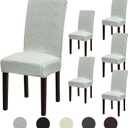 Stretch Dining Room Chair Covers Set of 6, Removable Washable Dining Chair Slipcovers for Dining Chairs, Dining Room, Hotel, Ceremony (Large-6 Pcs, Silver Grey-jacquard)